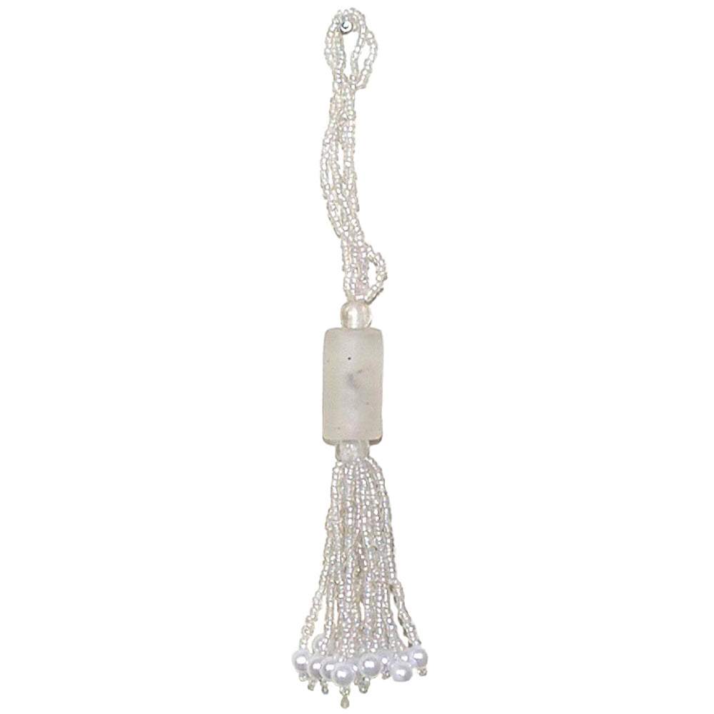 Tassel 3" Beaded White Pearl