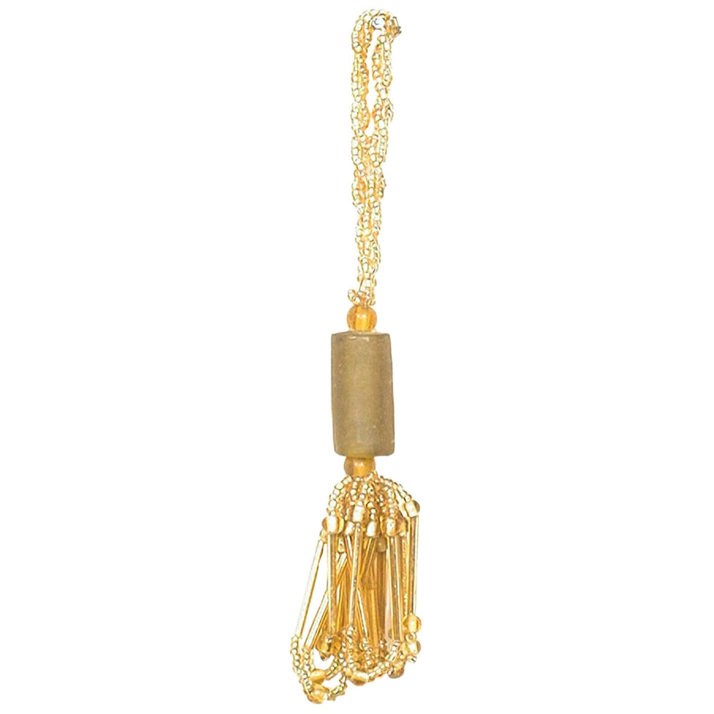 Tassel 3" Beaded Gold Crystal