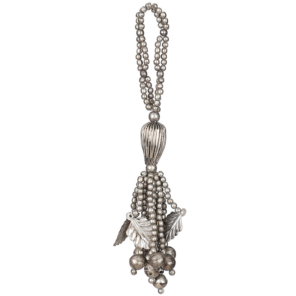 Tassel 3" Beaded Metal Ant. Silver