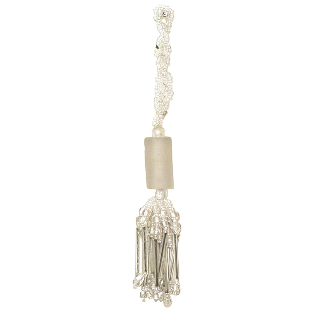 Tassel 3" Beaded Crystal White