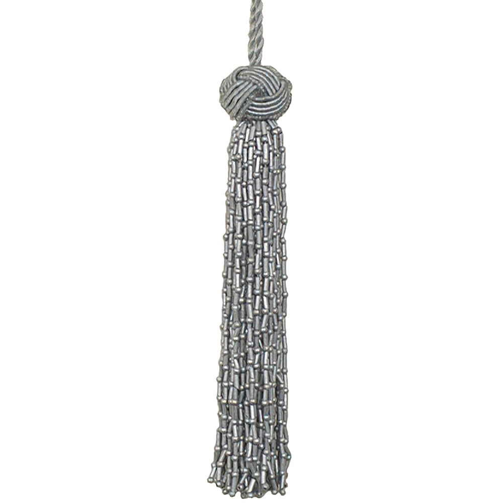 Tassel 6" Beaded Steel Grey