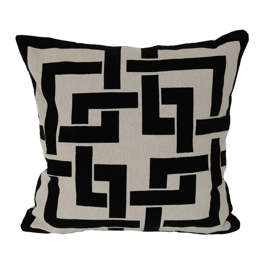 Pillow 20" Black Flock Greek Key