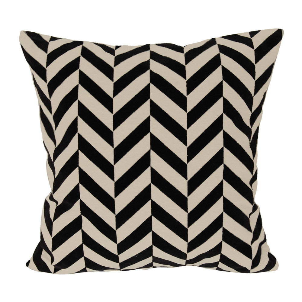 Pillow 20" Black Flock Herringbone