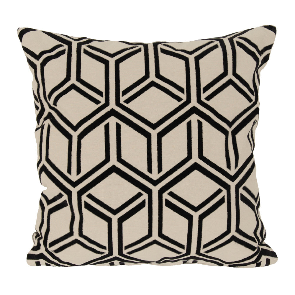 Pillow 20" Black Flock Lattice