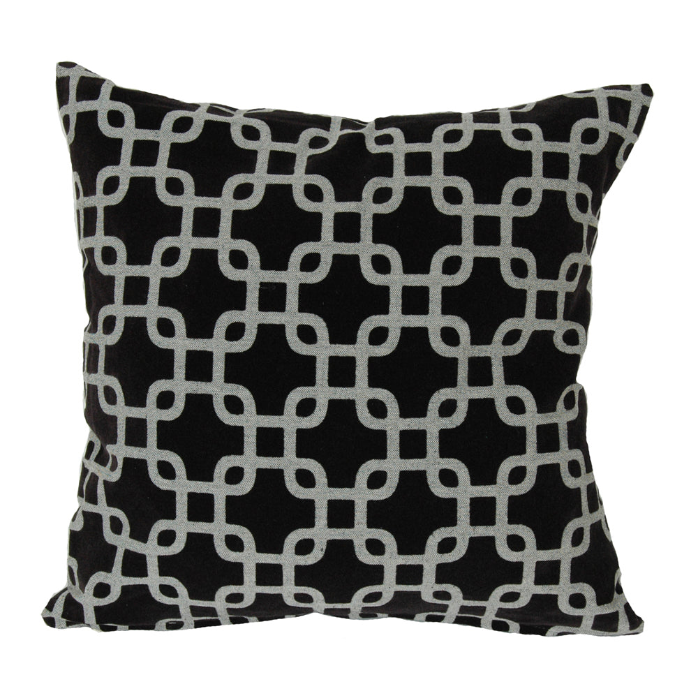 Pillow 20" Black Flock Grey Geo
