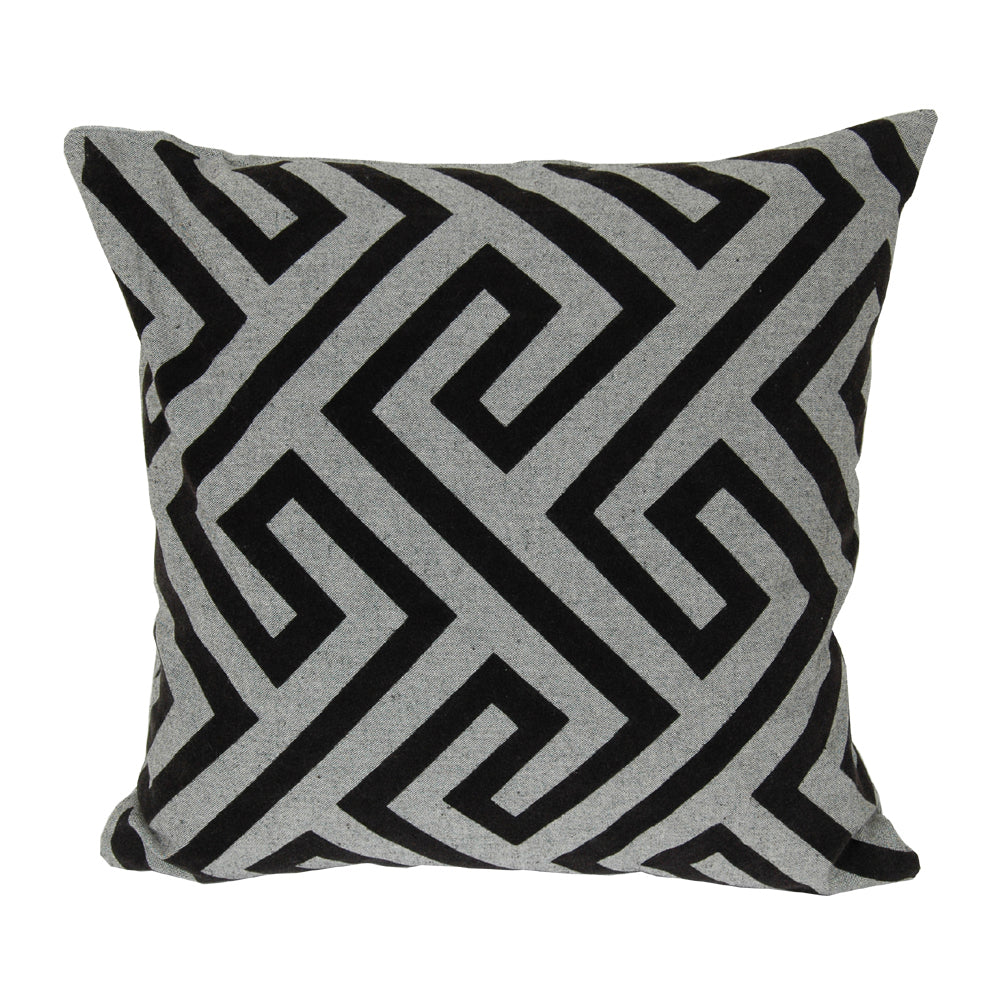 Pillow 20" Black Flock Grey Overlap