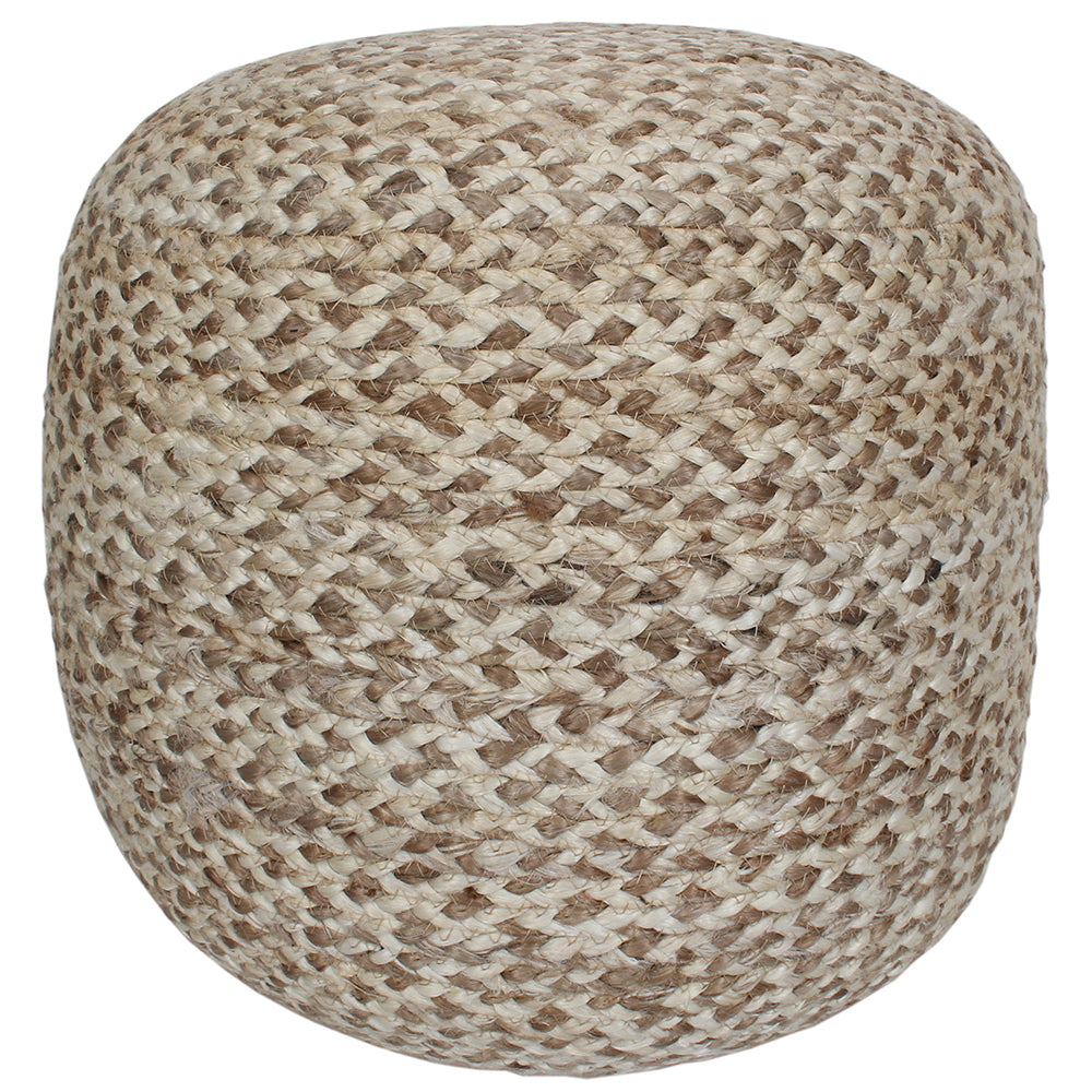 Indoor Pouf 17"x17" Jute - White/Natural