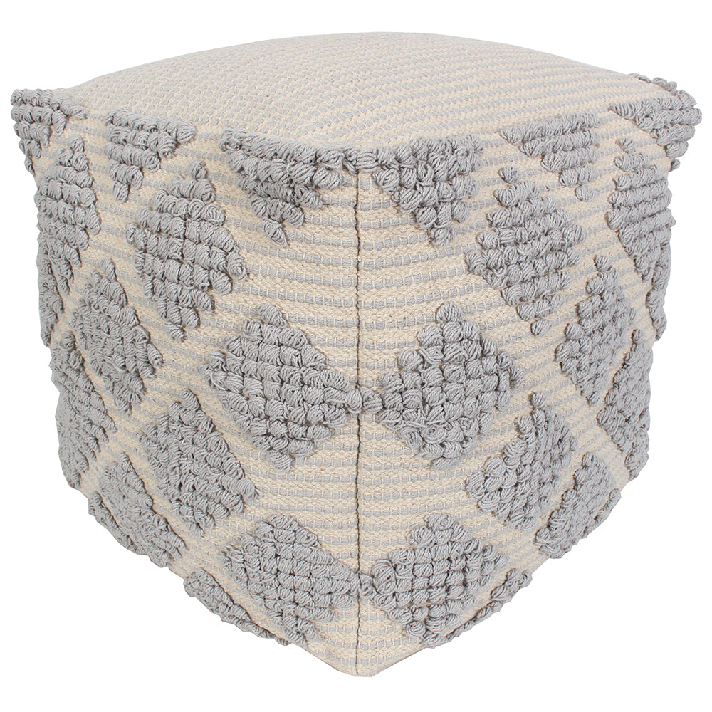 Pouf 18"x18"x18" Fringe Steely