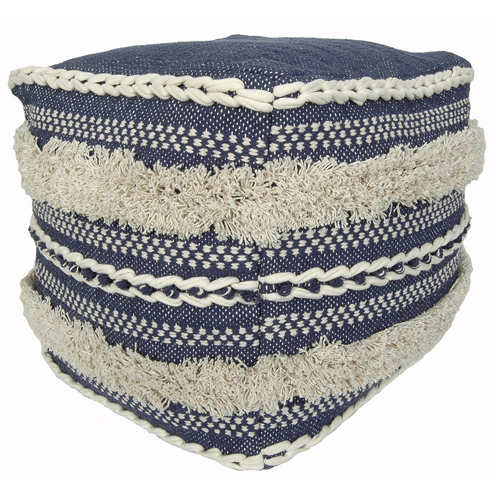 Pouf 18"x18"x18" Fringe Indigo