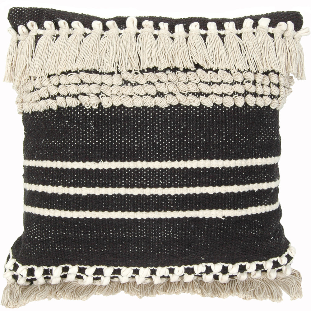 Pillow 20" Square Boho Black/Natural