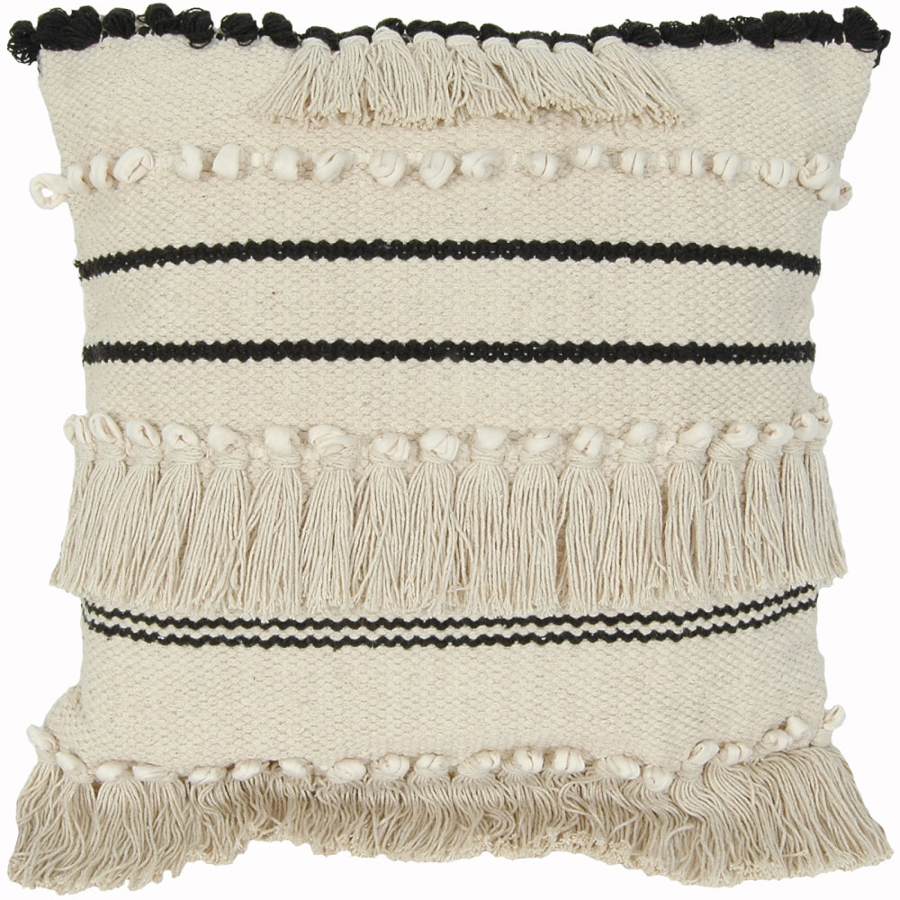 Pillow 20" Square Boho Black/Natural