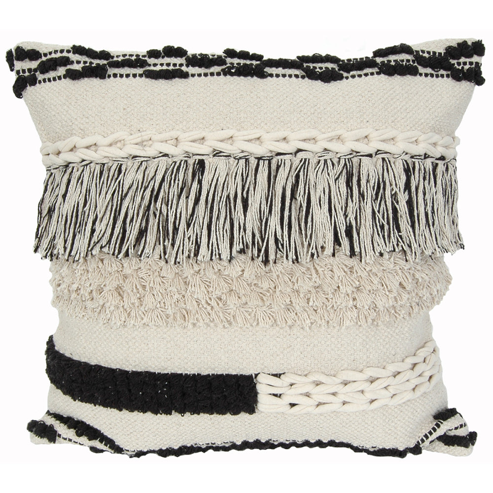 Pillow 20" Square Boho Black/Natural