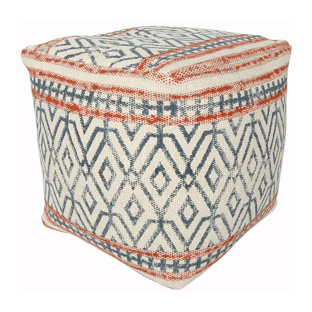 Indoor Pouf 17"x17"x17" Dhurrie - Charcoal