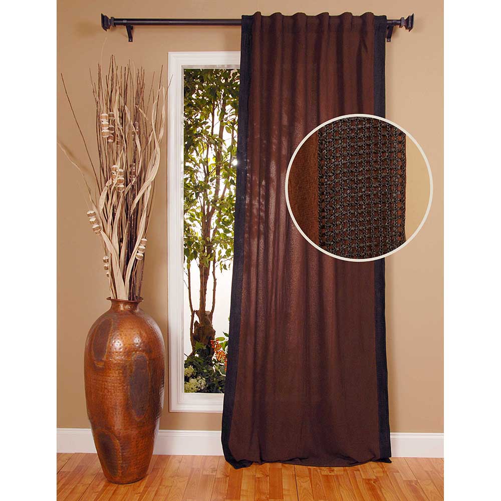 Drapery Panel 42"W x 96"L Crinkle Chocolate Lined