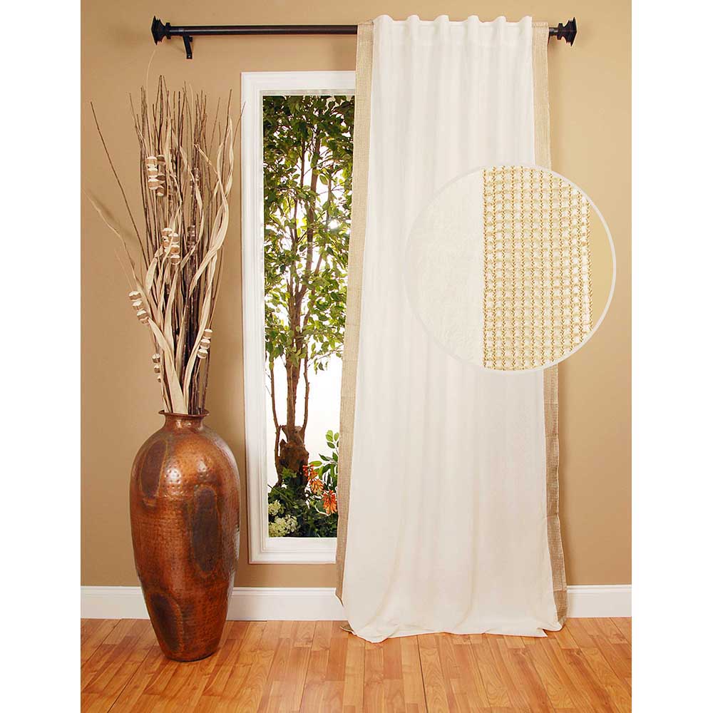 Drapery Panel 42"W x 96"L Crinkle Ivory Lined