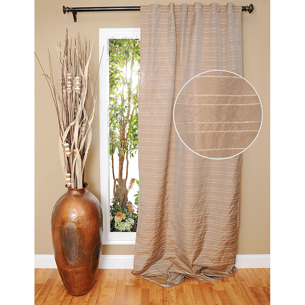 Drapery Panel 42"W x 96"L Leela Grey/Beige Lined