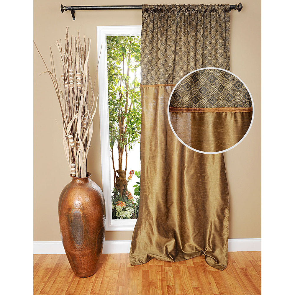 Drapery Panel 42"W x 96"L Brocade Black Lined