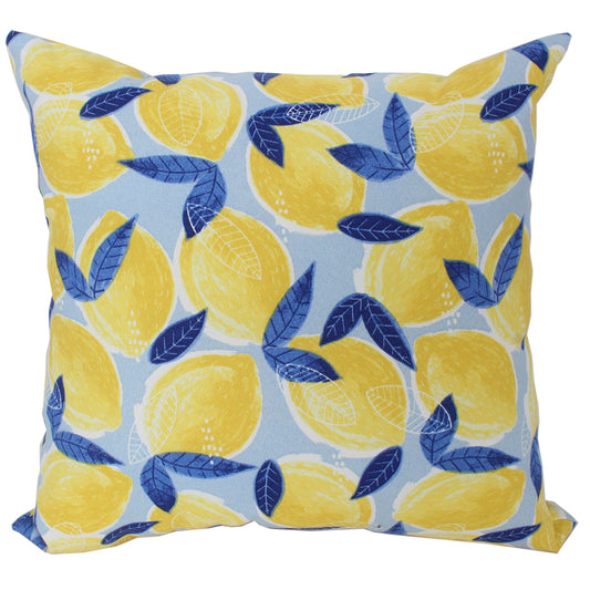 Outdoor Pillow 16" Square Lemon Blue Background