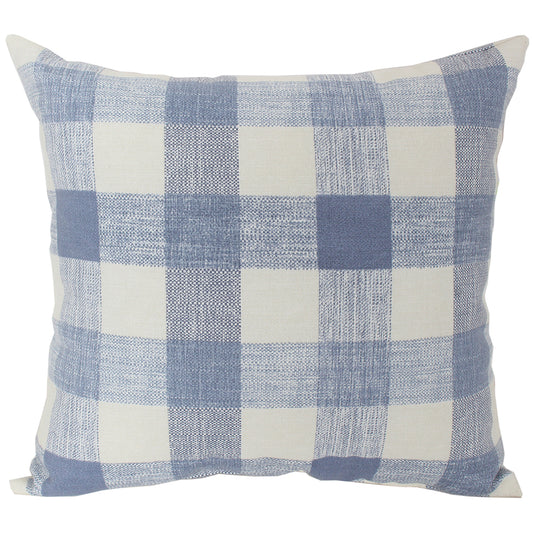 Outdoor Pillow 16" Square Gingham Plaid Blue