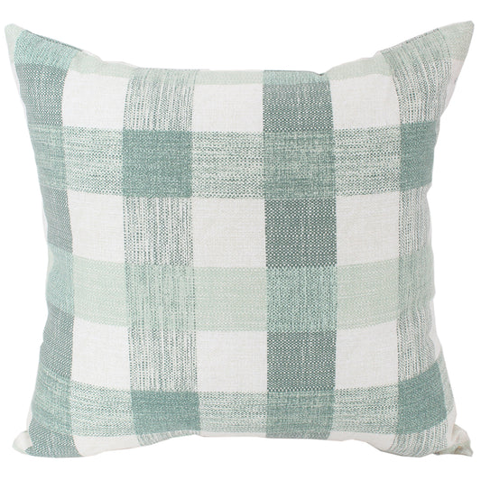 Outdoor Pillow 16" Square Gingham Plaid Myrtle Green