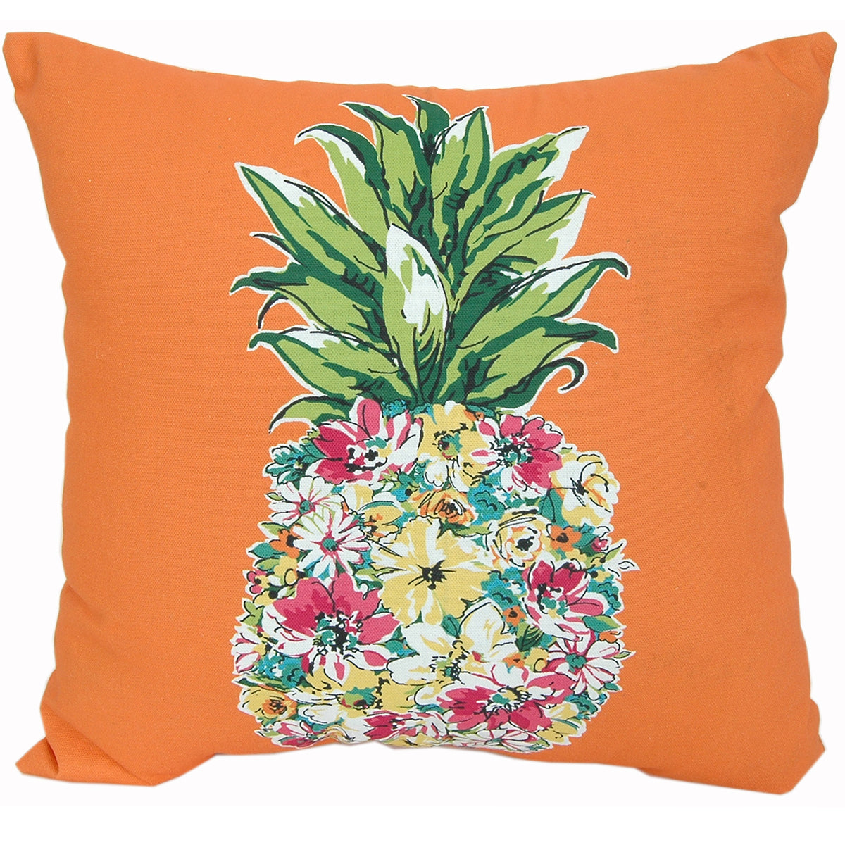 Pillow 16" Sq Floral Pineapple