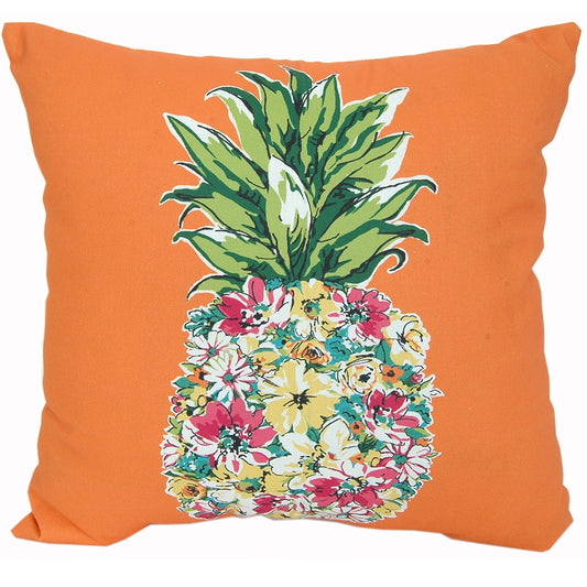 Pillow 16" Sq Floral Pineapple