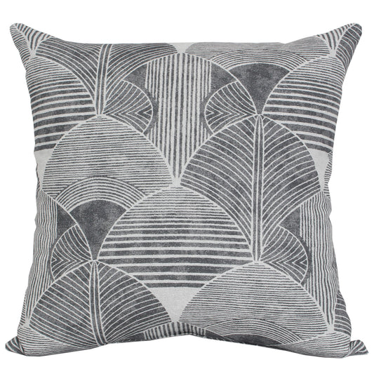 Outdoor Pillow 16" Square Leaf Geo Gray