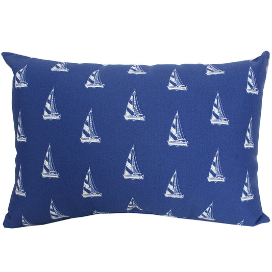 Outdoor Pillow 14" X 20" Lumbar Sailboat Navy