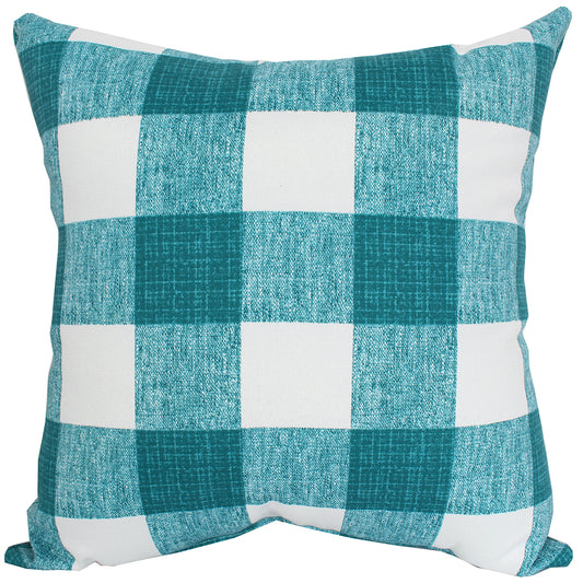 Outdoor Pillow 16" Square Gingham Teal