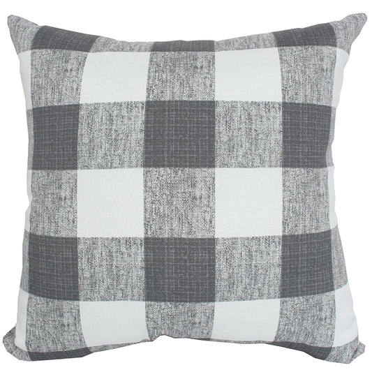 Outdoor Pillow 16" Square Gingham Gray