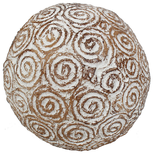 Decorative Orb Resin 3" White Wash