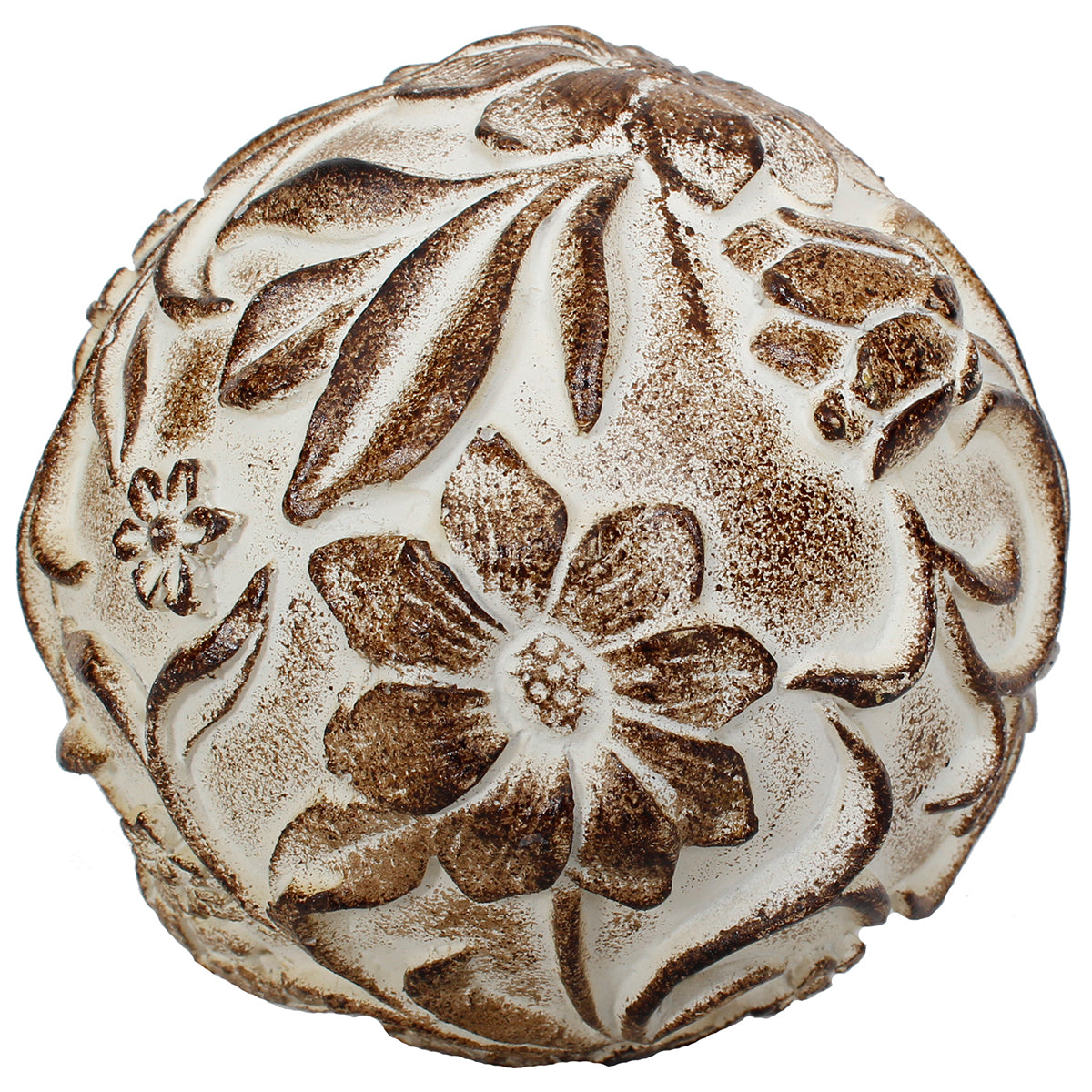 Decorative Orb Resin 3" Brown/White