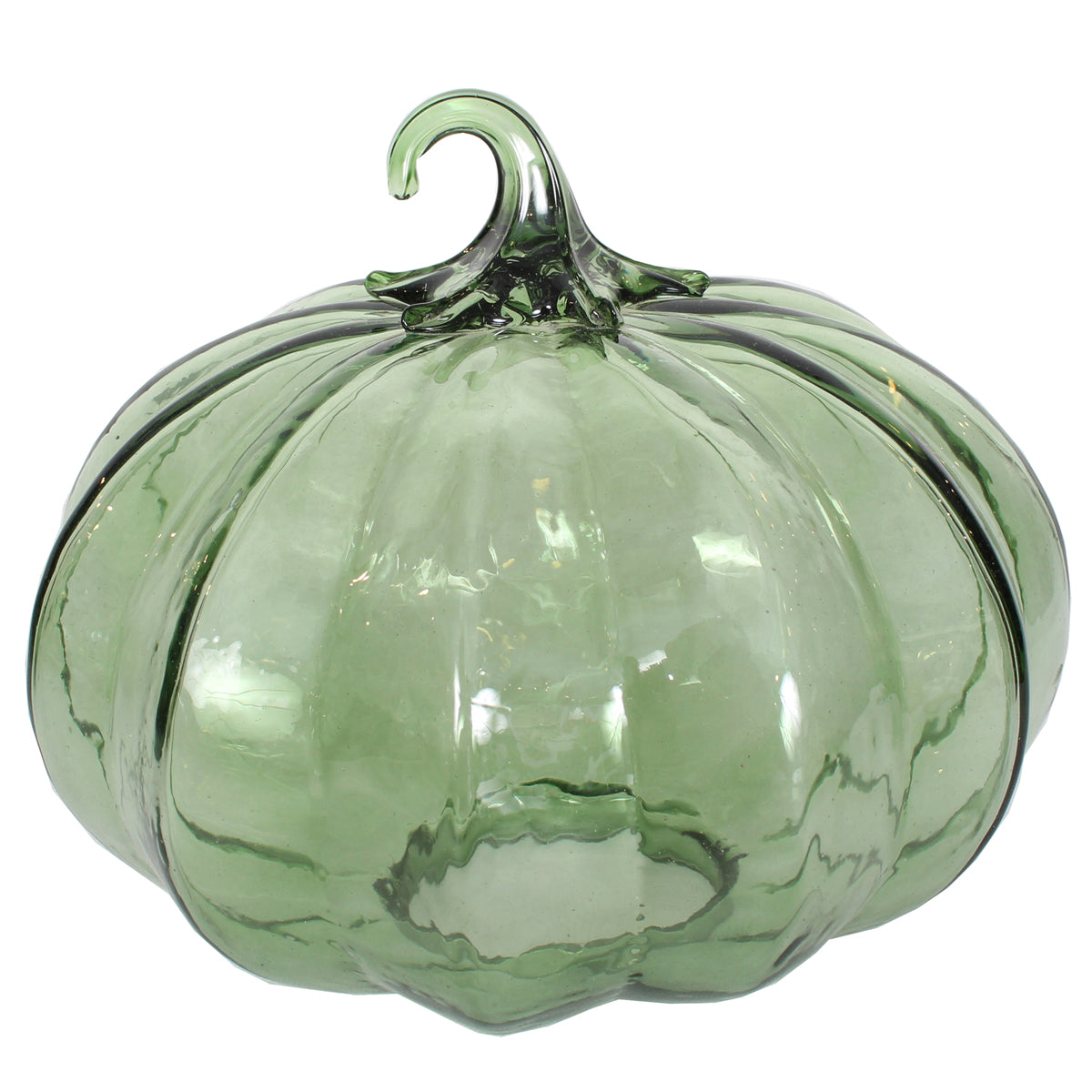 Pumpkin 9" X 8"H Glass Olive