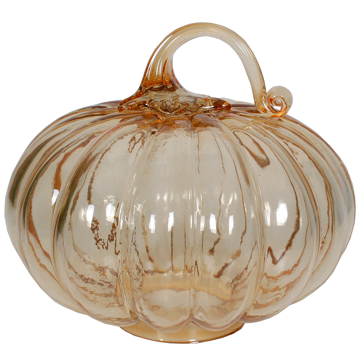 Pumpkin 7.5" X 7"H Glass Luster Gold