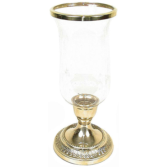 Candleholder 11" x 4" Brass w/Globe