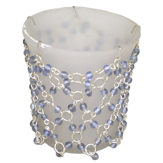 Votive w/Beaded 3" x 3" Slip Blue