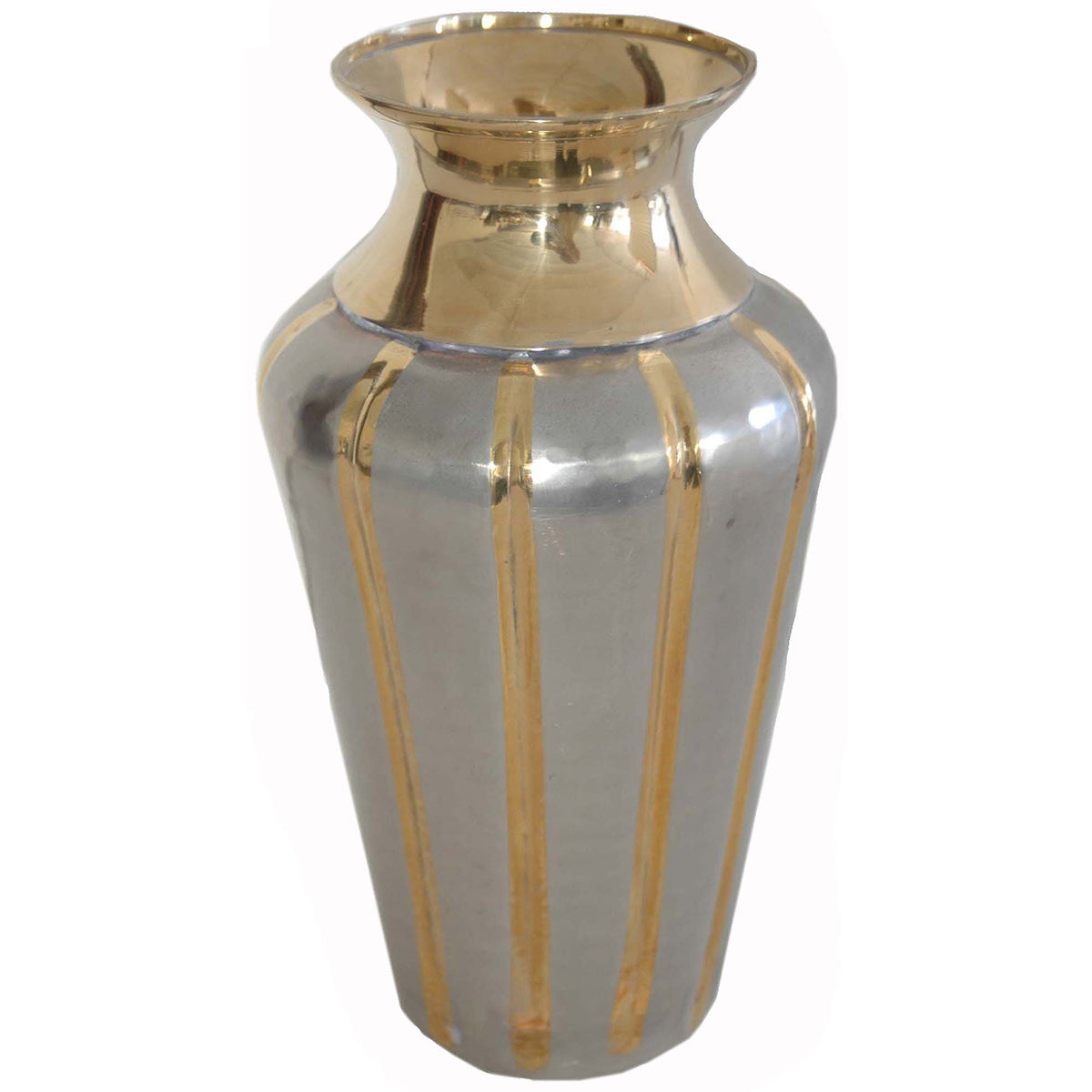 Vase 12"H x 4"W Pewter & Brass