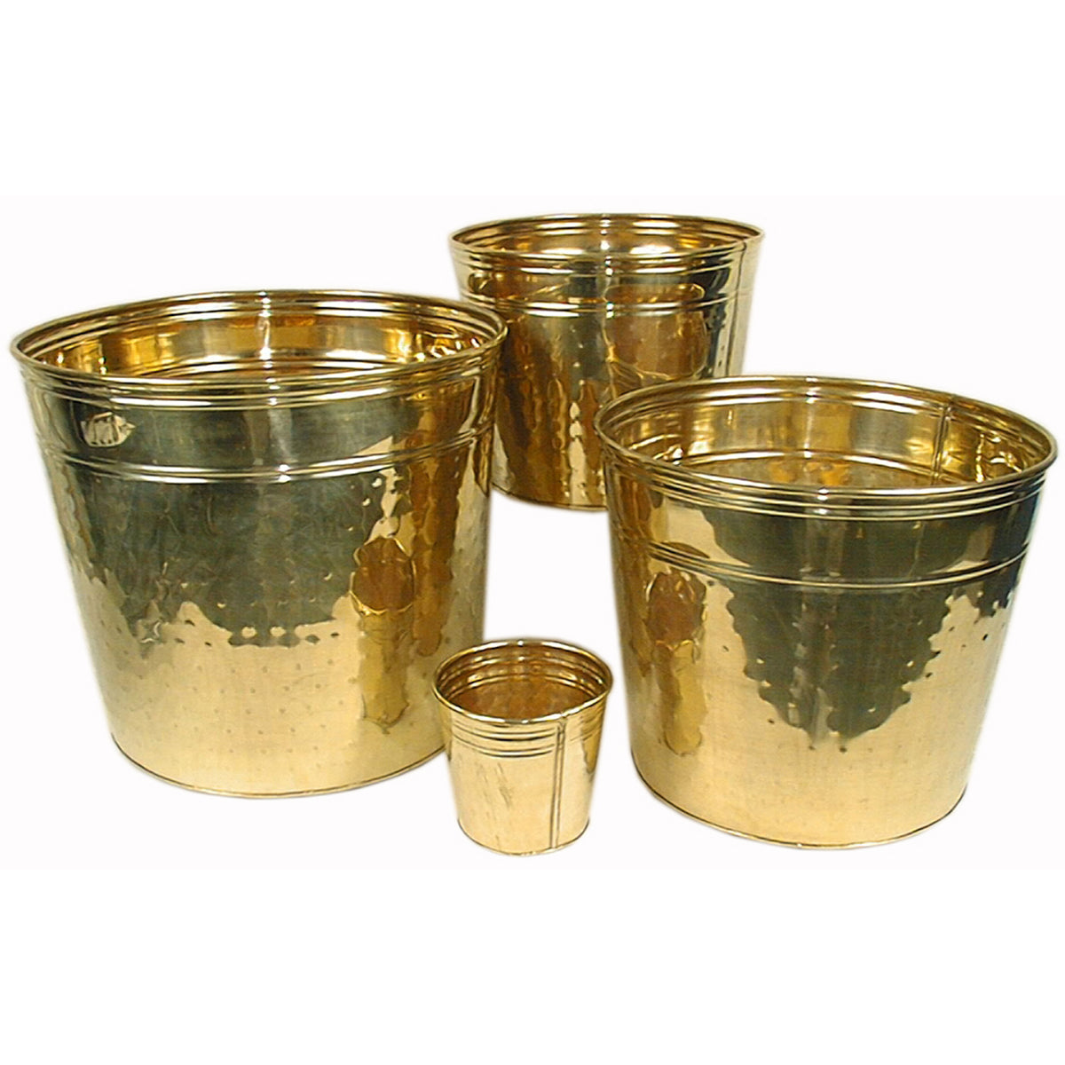 Planter Set 4 Hammered 14" 12" 10" 4.5" Brass