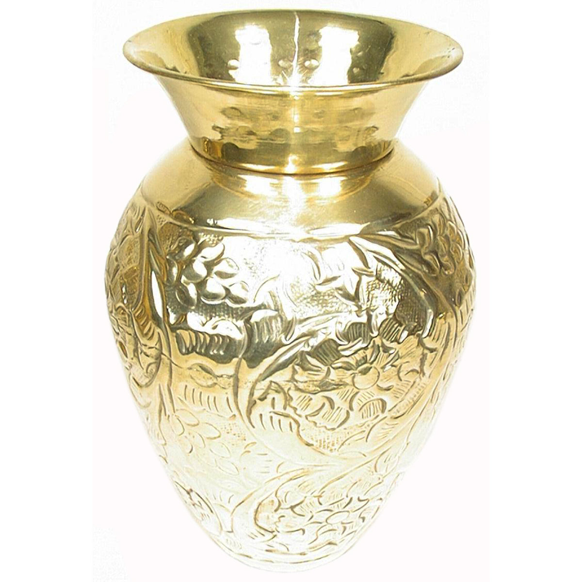 Vase Embossed 8" H Brass