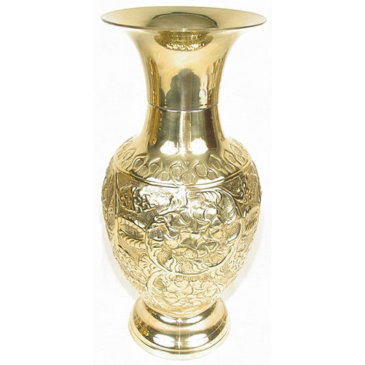 Vase Embossed 12" H Brass