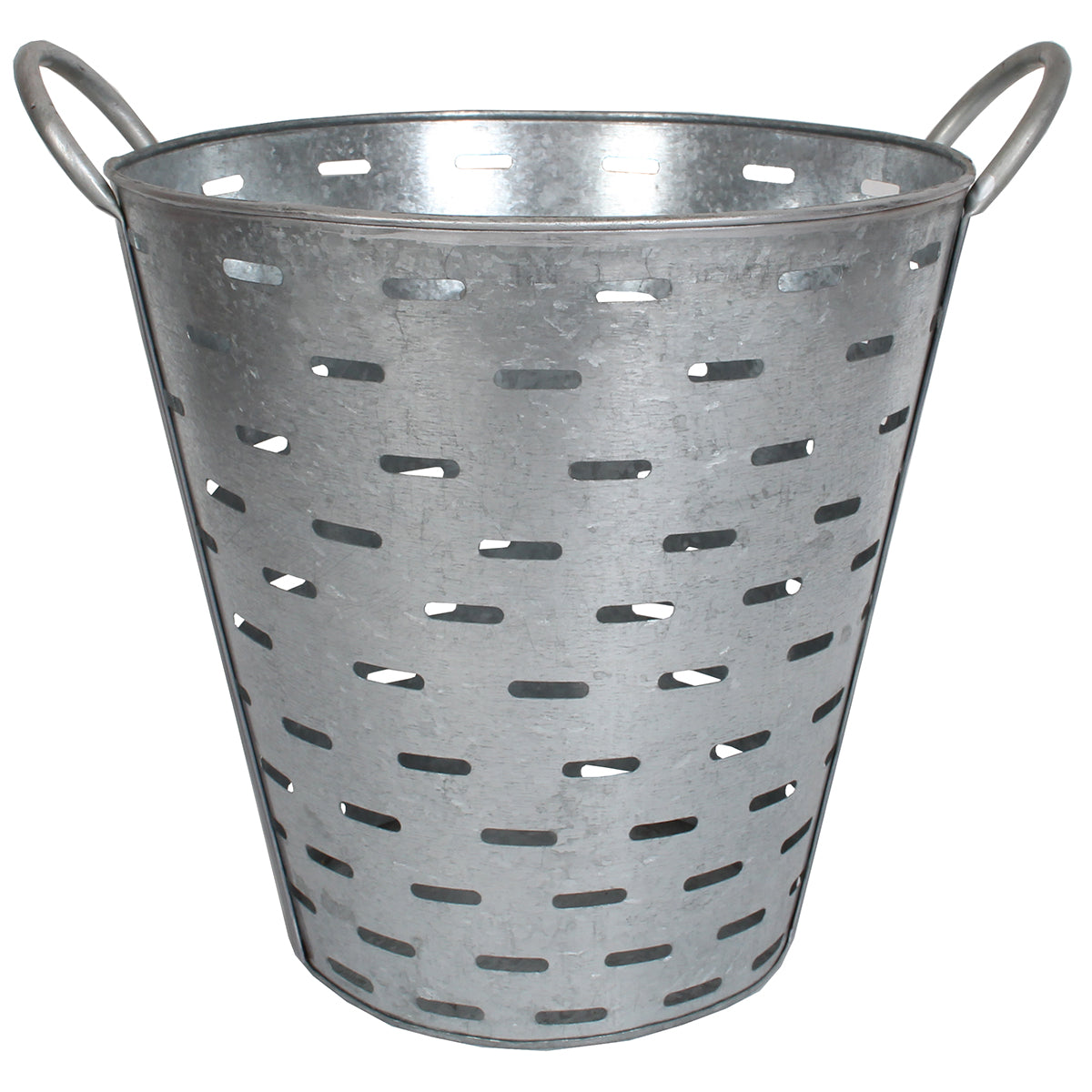 Olive Bucket Galvanized 12"W x 12" H