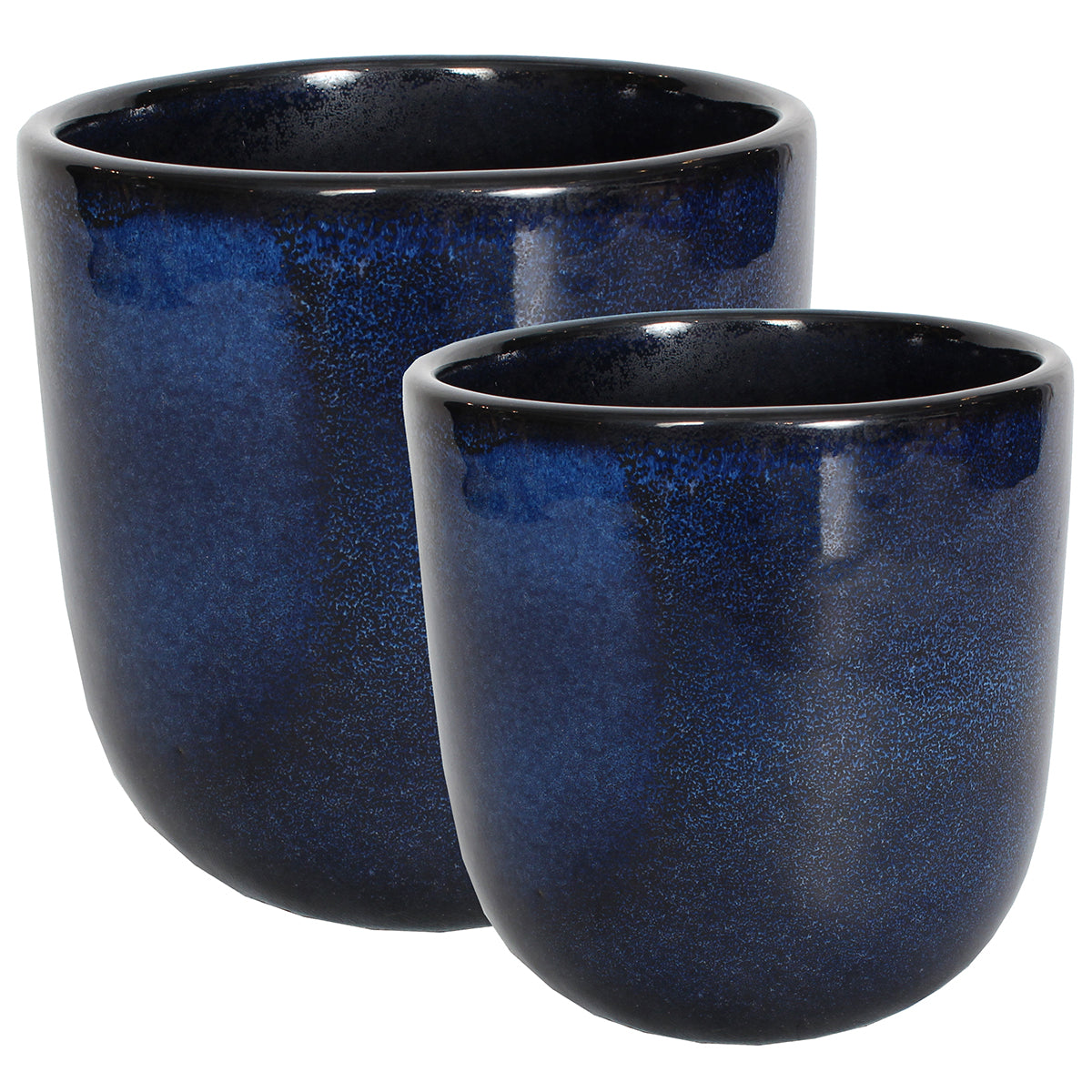 Ceramic Planter Rounded 4.5"W X 4.5"H & 6"Wx6"H Indigo Matte