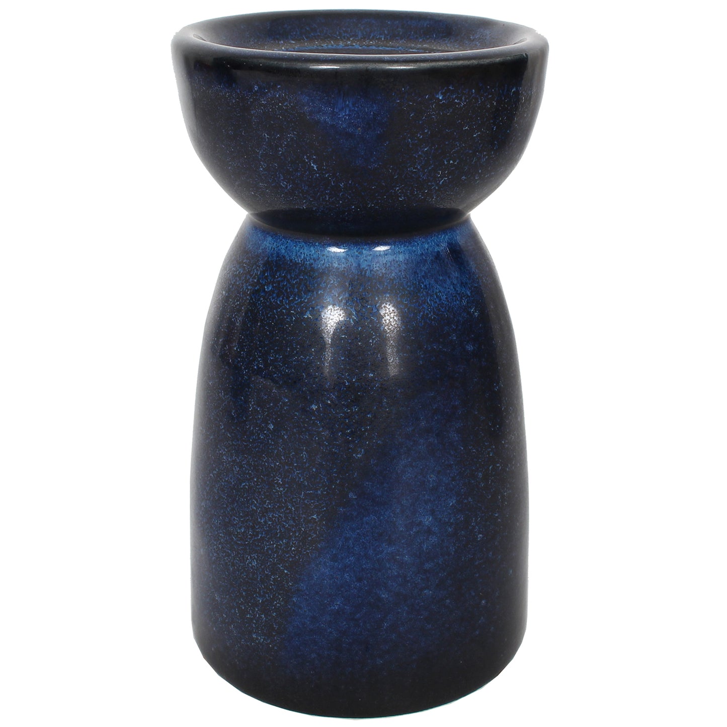 Candle Holder Pillar Ceramic 4.25"W X 6"H Indigo Matte