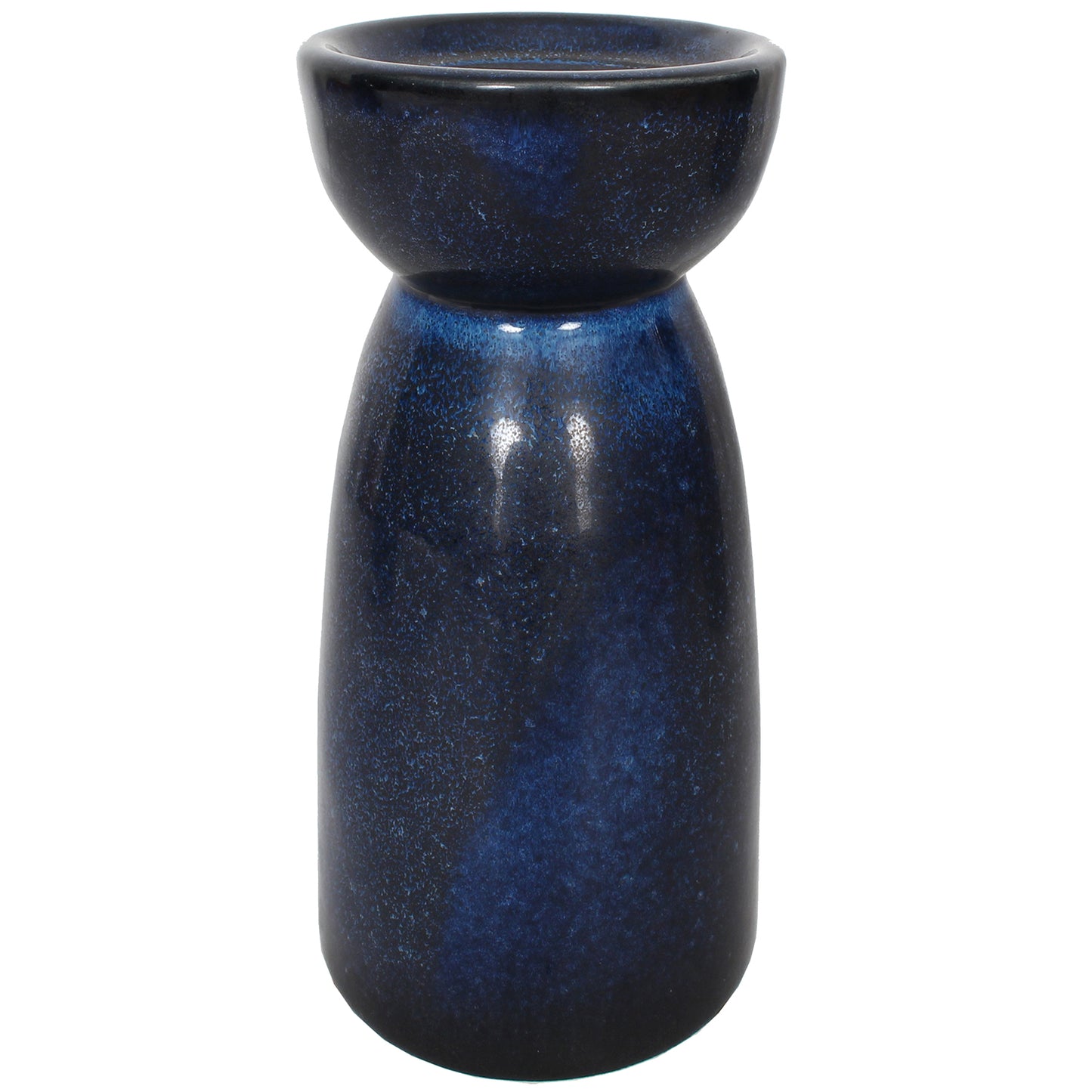 Candle Holder Ceramic 4.25"W X 8"H Indigo Matte