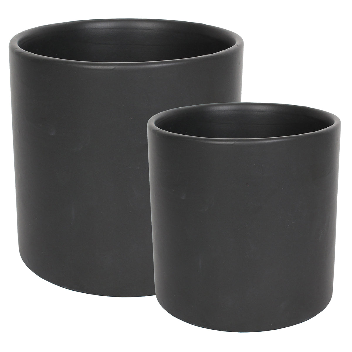 Ceramic Planter Straight 4.5"W X 4.5"H & 6"W X 6"H Charcoal Matte