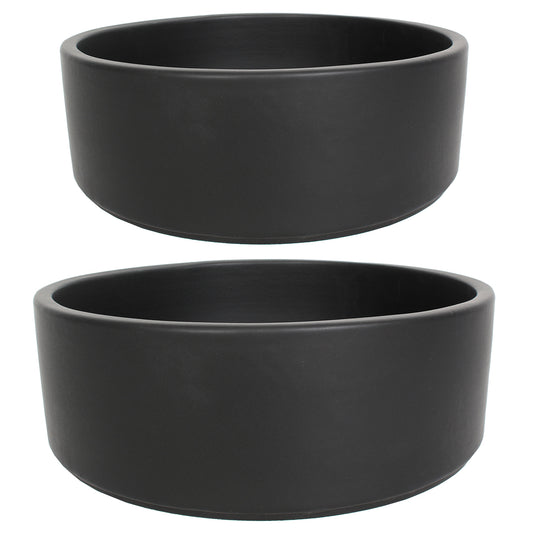 Ceramic Set Of 2 Bowl 10"Wx3.5"H & 12"Wx4.5"H Charcoal Matte