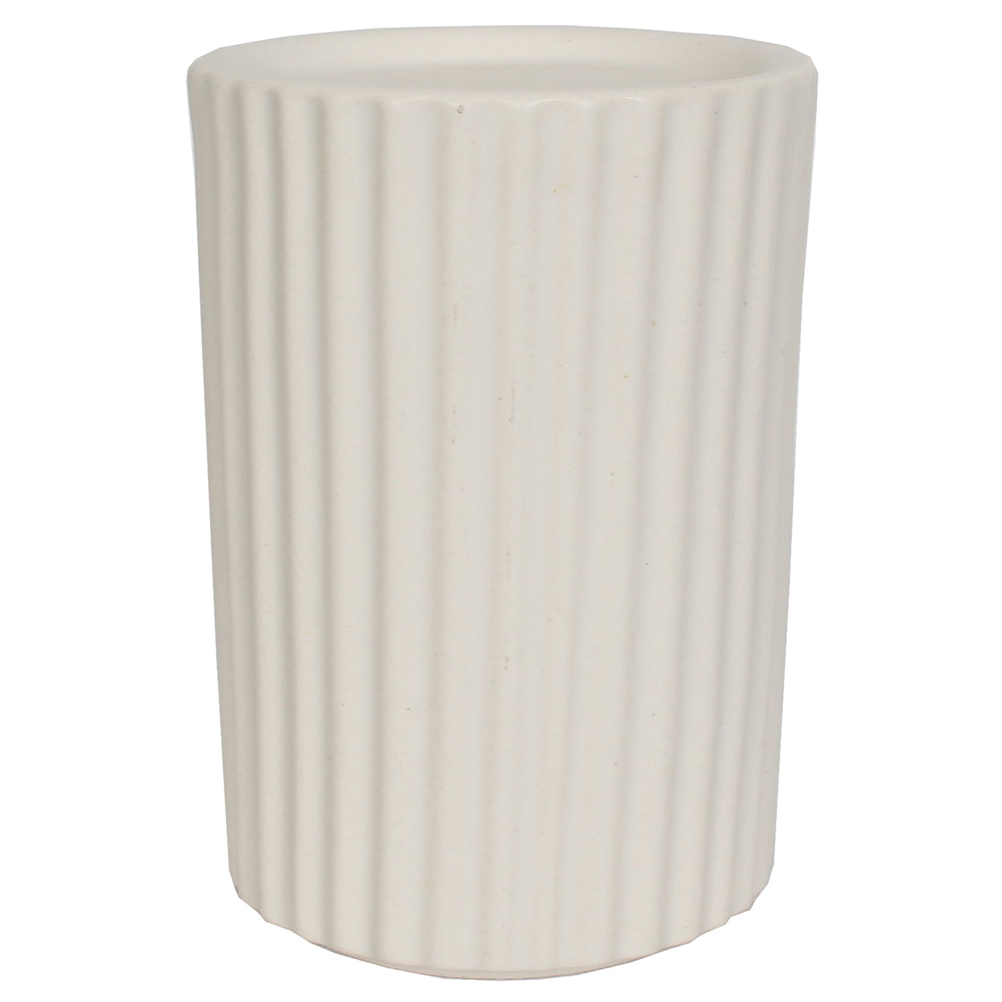 Candle Holder Pillar Ceramic 4"Wx4"H Ivory Matte