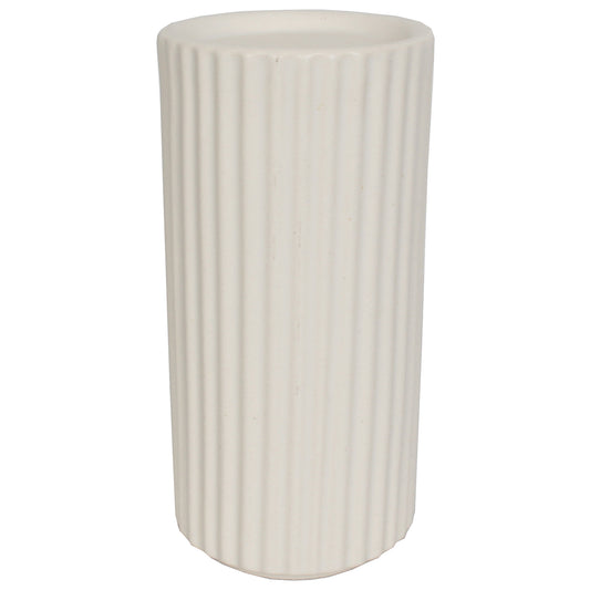 Candle Holder Ceramic 4"W X 8"H Ivory Matte