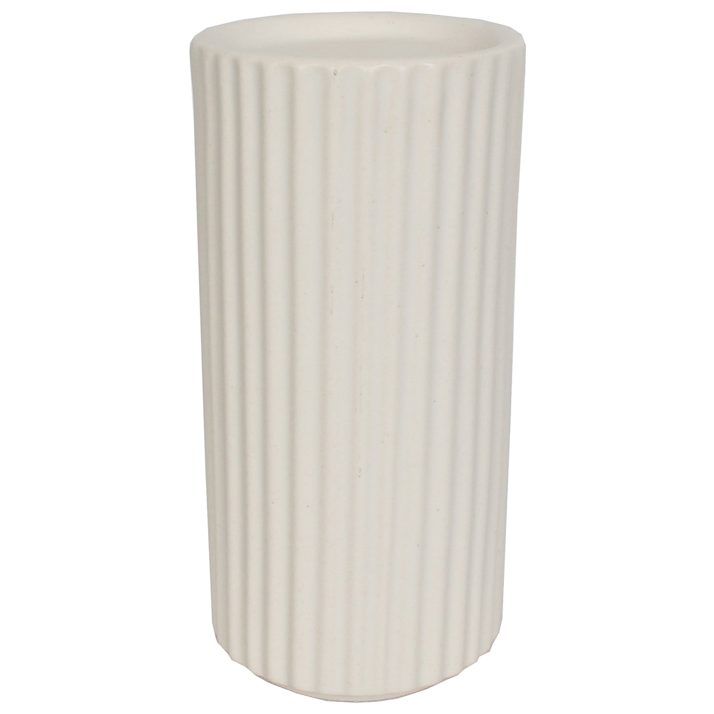 Candle Holder Pillar Ceramic 4"W X 8"H Ivory Matte