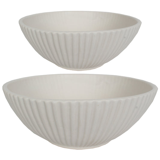Ceramic Set Of 2 Bowl 10"Wx3.5"H & 12"Wx4.5"H Ivory Matte